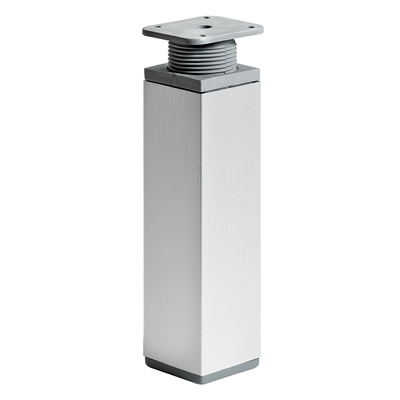 Furniture feet, 150 - 165 x 40 x 40 mm, steel, aluminium look