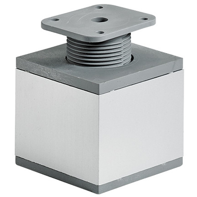 Furniture feet, 60 - 75 x 60 x 60 mm, steel, aluminium look