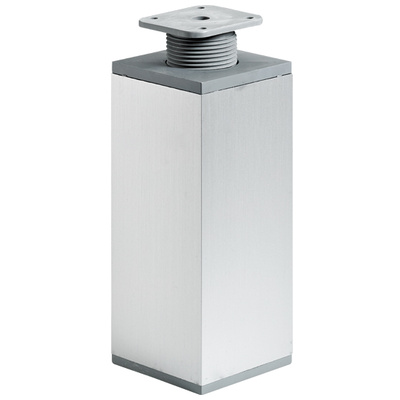 Furniture feet, 150 - 165 x 60 x 60 mm, steel, aluminium look