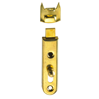 Verrou de meuble droit, 50 x 13 mm, Acier, laitonné