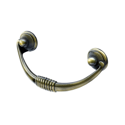 Poignée de meuble, ◘──◘ 64 mm, 82 x 33 x 22 mm, Zamak, laitonné, bruni