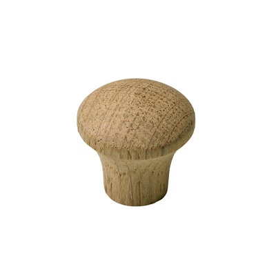 Furniture knob, Ø 29 x 28,5 mm, wood, oak, unfinished