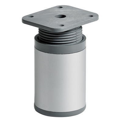 Möbelfuß, 60 - 75 x Ø 40 mm, Stahl, Aluminium Optik