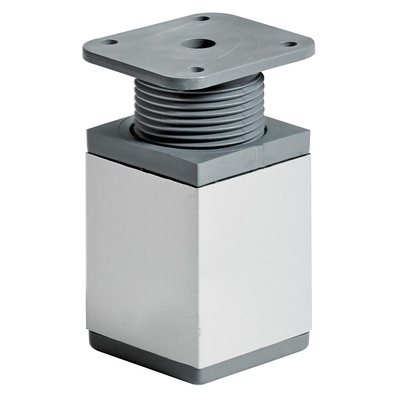 Furniture feet, 60 - 75 x 40 x 40 mm, steel, aluminium look