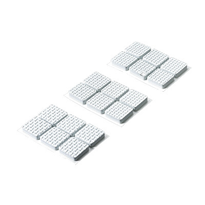 Selbstklebende Antirutschpads und Schutzpuffer, eckig, 20 x 20 x 5 mm, Ethylenvinylacetat, weiß