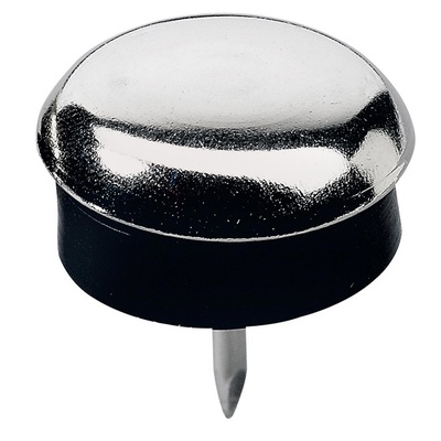Metallgleiter mit Kunststoffscheibe zur Dämpfung zum Nageln, Ø 23 x 24 mm, Stahl, Kunststoff, vernickelt, schwarz
