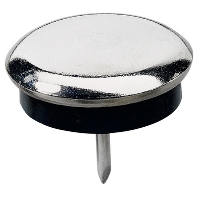 Metallgleiter mit Kunststoffscheibe zur Dämpfung zum Nageln, Ø 28 x 26 mm, Stahl, Kunststoff, vernickelt, schwarz