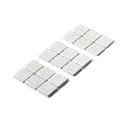 Self adhesive felt glides, Angular, 28 x 28 x 4,5 mm, synthetic felt, white