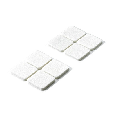 Self adhesive felt glides, Angular, 35 x 35 x 4,5 mm, synthetic felt, white