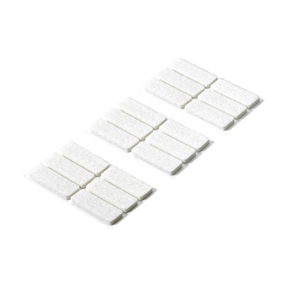 Self adhesive felt glides, Angular, 16 x 44 x 4,5 mm, synthetic felt, white