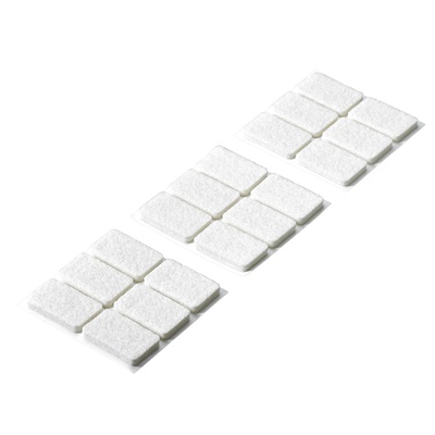 Self adhesive felt glides, Angular, 22 x 36 x 4,5 mm, synthetic felt, white