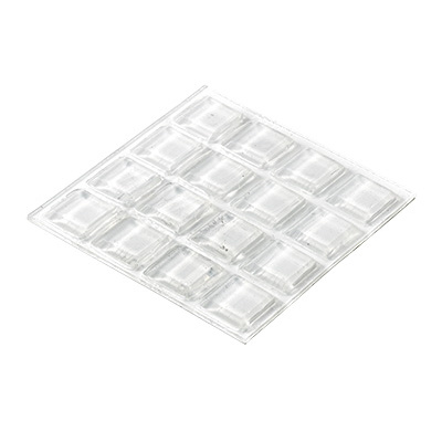 Selbstklebende Anschlagpuffer, 13 x 13 x 3 mm, Kunststoff, transparent