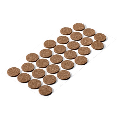 Patins de feutre autocollants, rond, Ø 28 x 2 mm, feutre synthétique, brun