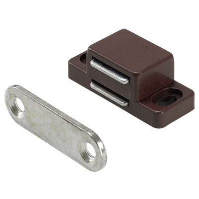Loqueteaux magnétiques 2 kg, Contre-plaque rigide, 35 x 15 x 13 mm, zingué, brun