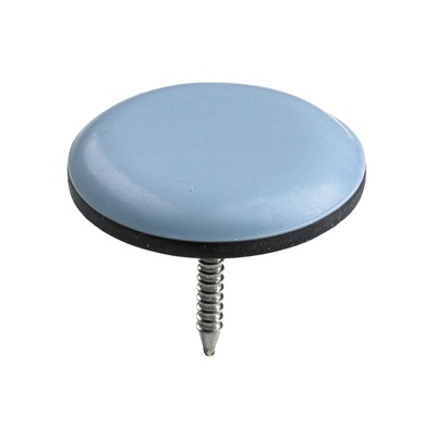 Multi purpose glides for nailing, Ø 25 x 23 mm, steel, polytetrafluoroethylene, nickel plated, blue, grey