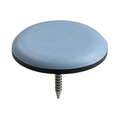 Multi purpose glides for nailing, Ø 30 x 23 mm, steel, polytetrafluoroethylene, nickel plated, blue, grey