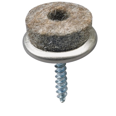 Parquet floor glides for screwing on, Ø 20 x 26 mm, steel, synthetic felt, nickel plated, grey