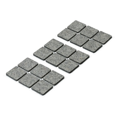 Patins de parquet autocollants, 25 x 25 x 3 mm, feutre de laine, Gris