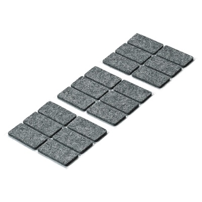 Patins de parquet autocollants, 40 x 20 x 3 mm, feutre de laine, Gris