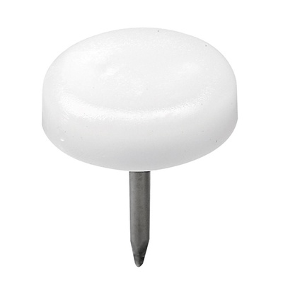 Plastic glides with pin, Ø 18 x 20 mm, plastic, steel, white
