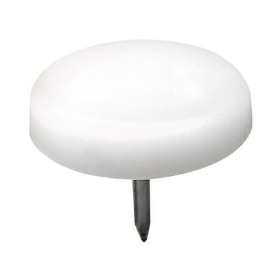 Plastic glides with pin, Ø 25 x 20 mm, plastic, steel, white