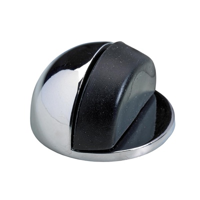 Door stop for screwing on, Ø 43 x 21,5 mm, steel, chrome plated