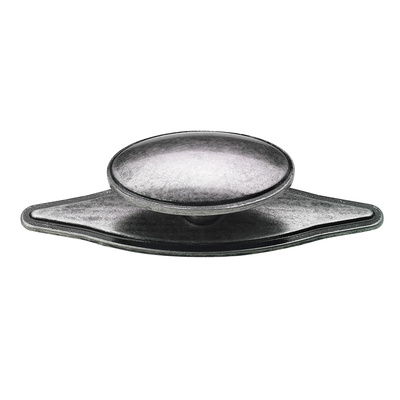 Bouton de meuble, 77 x 26 x 20 mm, Zamak, bruni, couleur argent