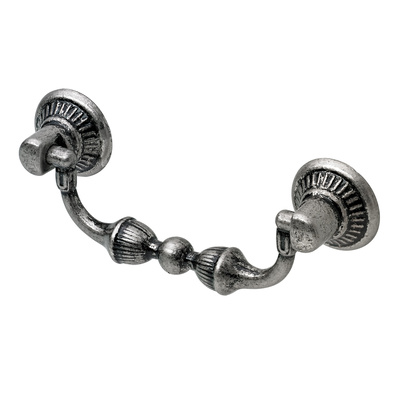 Furniture Handle, ◘──◘ 64 mm, 85 x 30 x 15 mm, die-cast zinc, burnished, silver coloured