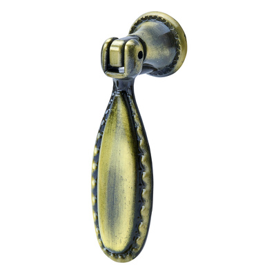 Furniture knob, 18,5 x 60 x 18 mm, die-cast zinc, brass plated, burnished