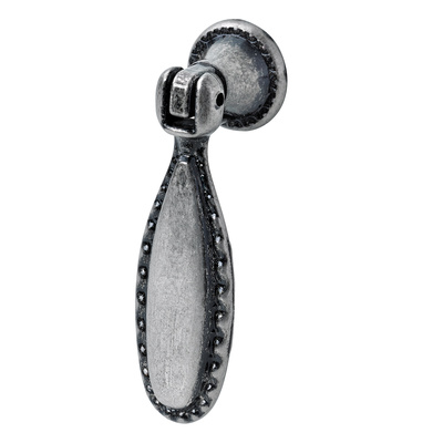 Furniture knob, 18,5 x 60 x 18 mm, die-cast zinc, silver coloured, burnished