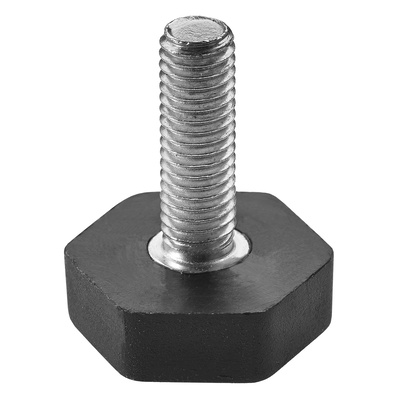 Adjusting screw to compensate uneven floors, M10 x Ø 25 mm, steel, plastic, galvanised, black