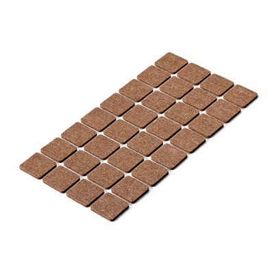 Self adhesive felt glides, Angular, 25 x 25 x 2 mm, synthetic felt, brown