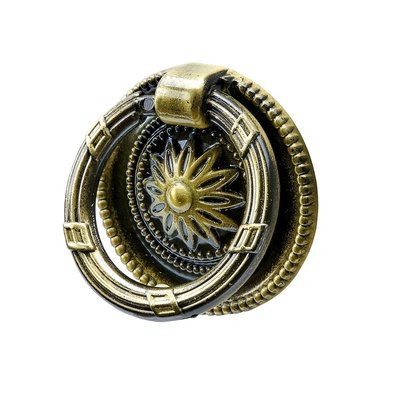 Furniture knob, Ø 37 x 9 mm, die-cast zinc, brass plated, burnished