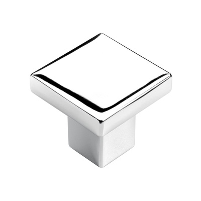 Furniture knob, 30 x 30 x 24,5 mm, die-cast zinc, chrome plated