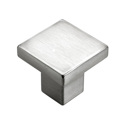 Furniture knob, 30 x 30 x 24,5 mm, die-cast zinc, stainless steel look