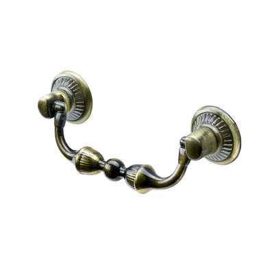Furniture Handle, ◘──◘ 64 mm, 85 x 30 x 15 mm, die-cast zinc, brass plated, burnished