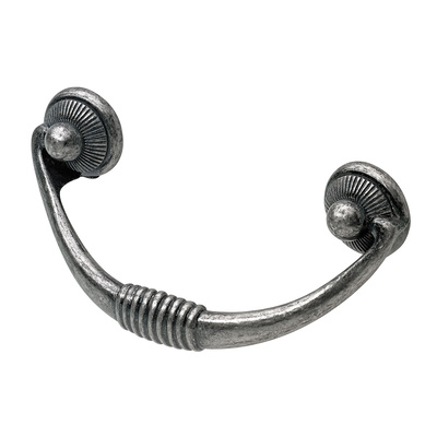 Poignée de meuble, ◘──◘ 64 mm, 82 x 33 x 22 mm, Zamak, bruni, couleur argent