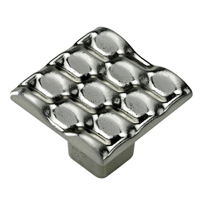 Bouton de meuble, 25 x 25 x 20 mm, Zamak, Aspect inox