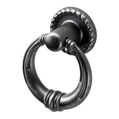 Bouton de meuble, Ø 34 x 18 mm, Zamak, bruni, couleur argent