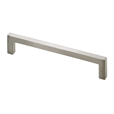 Poignée de meuble, ◘──◘ 128 mm, 136 x 8 x 28 mm, Zamak, Aspect inox