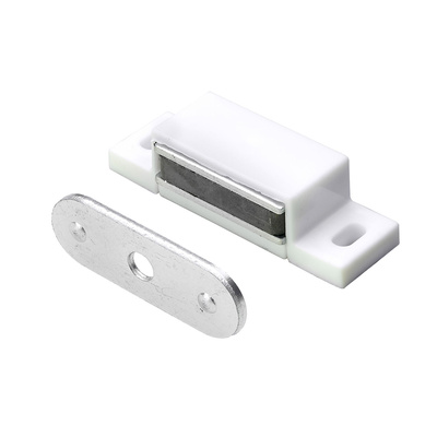 Loqueteaux magnétiques 3-4 kg, Contre-plaque rigide, 45 x 14 x 15 mm, zingué, blanc
