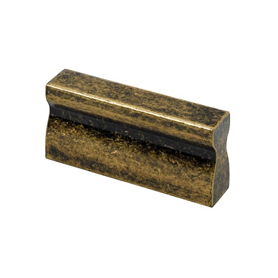 Furniture Handle, ◘──◘ 32 mm, 46 x 10 x 23 mm, aluminium, brass plated, burnished