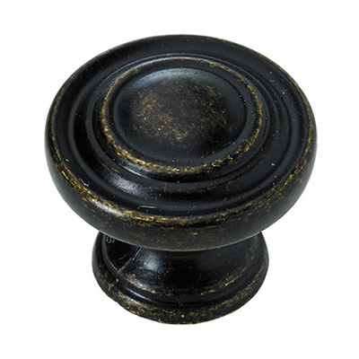Möbelknopf, Ø 25 x 20 mm, Zinkdruckguss, vermessingt, brüniert