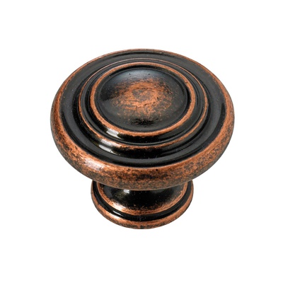Möbelknopf, Ø 32 x 25 mm, Zinkdruckguss, brüniert, Kupfer Optik