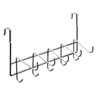 Penderieà accrocher à la porte 5 crochets doubles, 425 x 135 x 135 mm, Acier chromé