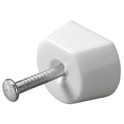Bodenträger mit Nagelstift, 14,5 x 7,5 mm, Kunststoff, Stahl, weiß