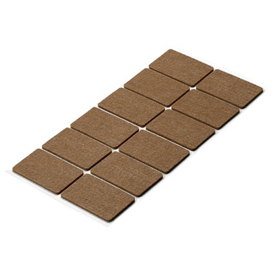 Self adhesive felt glides, Angular, 55 x 35 x 2 mm, synthetic felt, brown