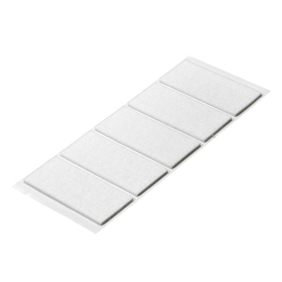 Self adhesive felt glides, Angular, 90 x 40 x 2 mm, synthetic felt, white