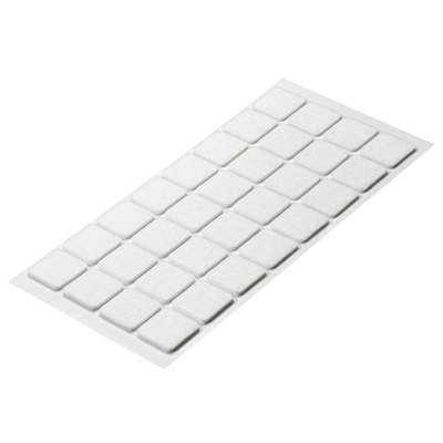 Self adhesive felt glides, Angular, 25 x 25 x 2 mm, synthetic felt, white