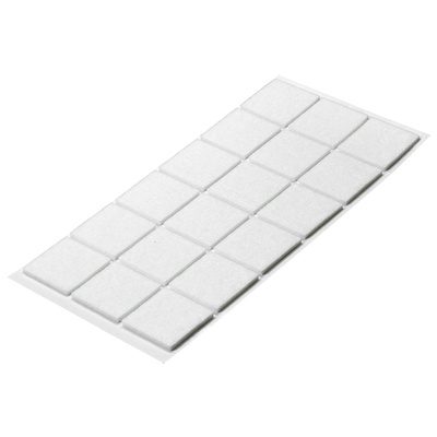 Self adhesive felt glides, Angular, 35 x 35 x 2 mm, synthetic felt, white